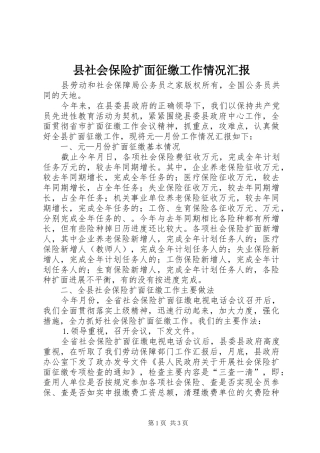 县社会保险扩面征缴工作情况汇报