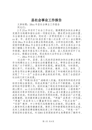 县社会事业工作报告