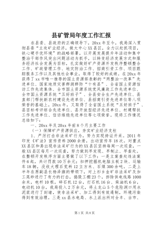 县矿管局年度工作汇报