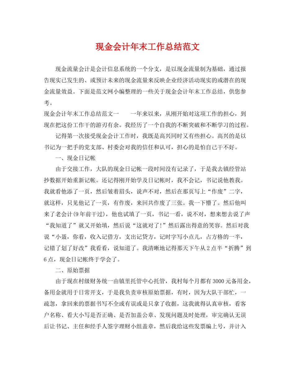 现金会计年末工作总结范文 _第1页