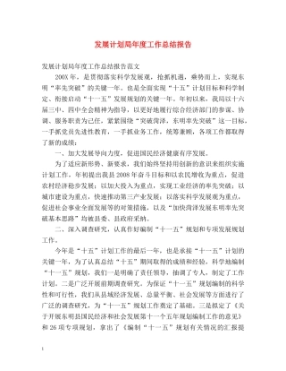 发展计划局年度工作总结报告 