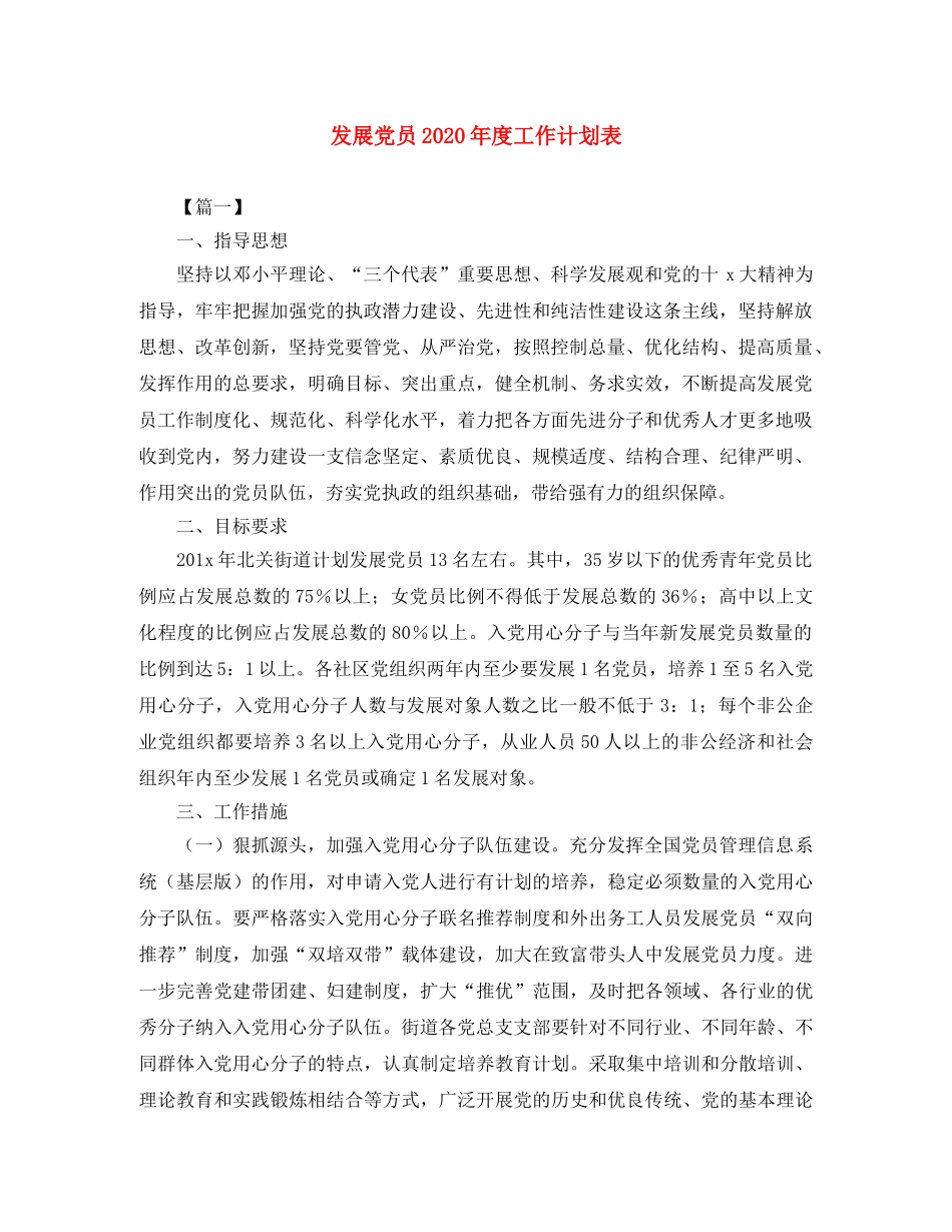 发展党员2020年度工作计划表 _第1页