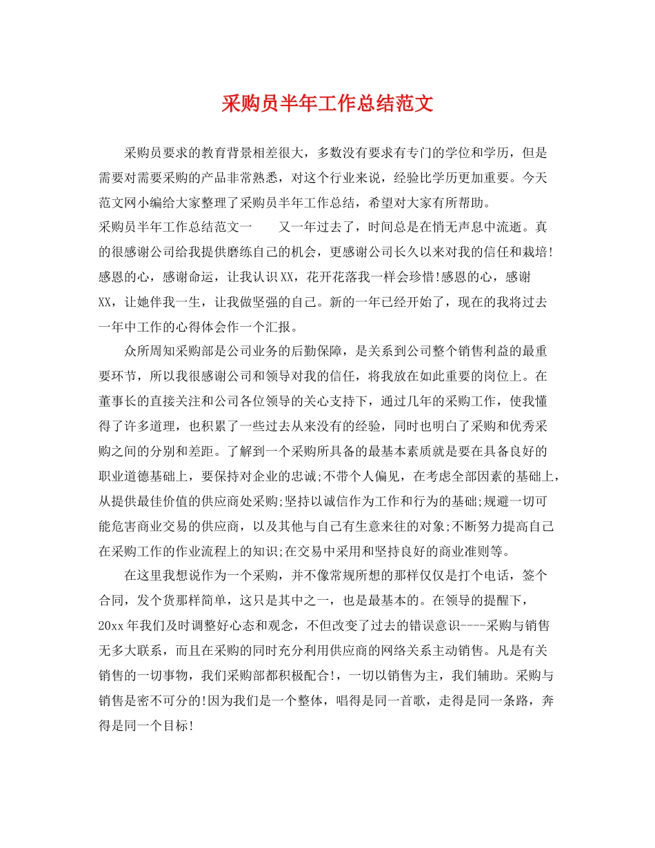 采购员半年工作总结范文 _第1页