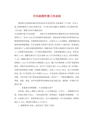 行长助理年度工作总结 