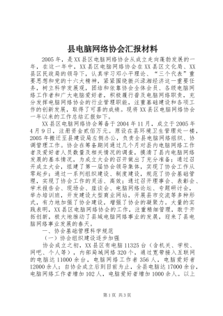 县电脑网络协会汇报材料