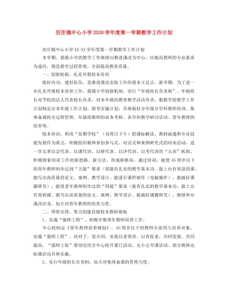 厉庄镇中心小学2020学年度第一学期教学工作计划 