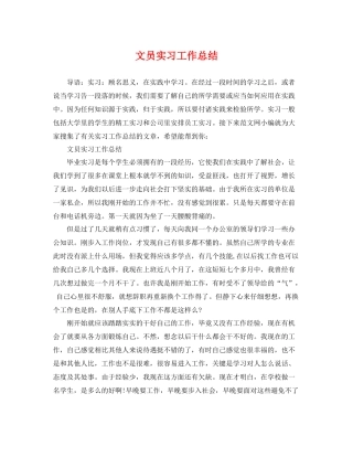 文员实习工作总结 