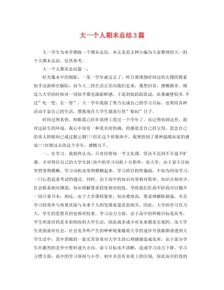 大一个人期末总结3篇 