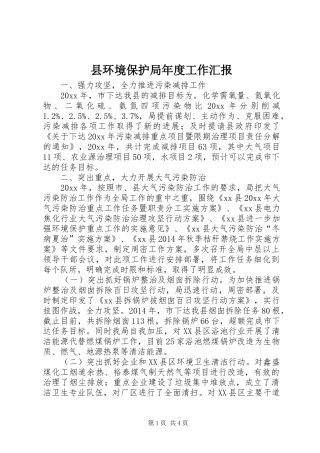 县环境保护局年度工作汇报