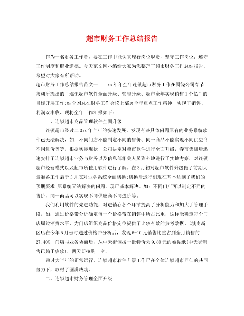 超市财务工作总结报告 _第1页