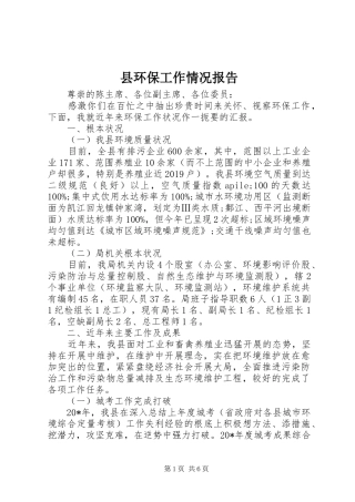 县环保工作情况报告