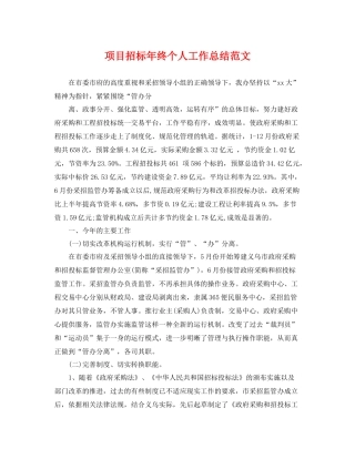 项目招标年终个人工作总结范文 