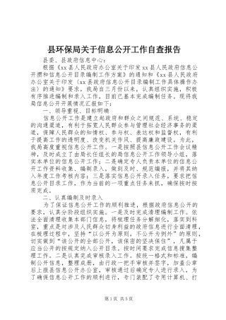 县环保局关于信息公开工作自查报告