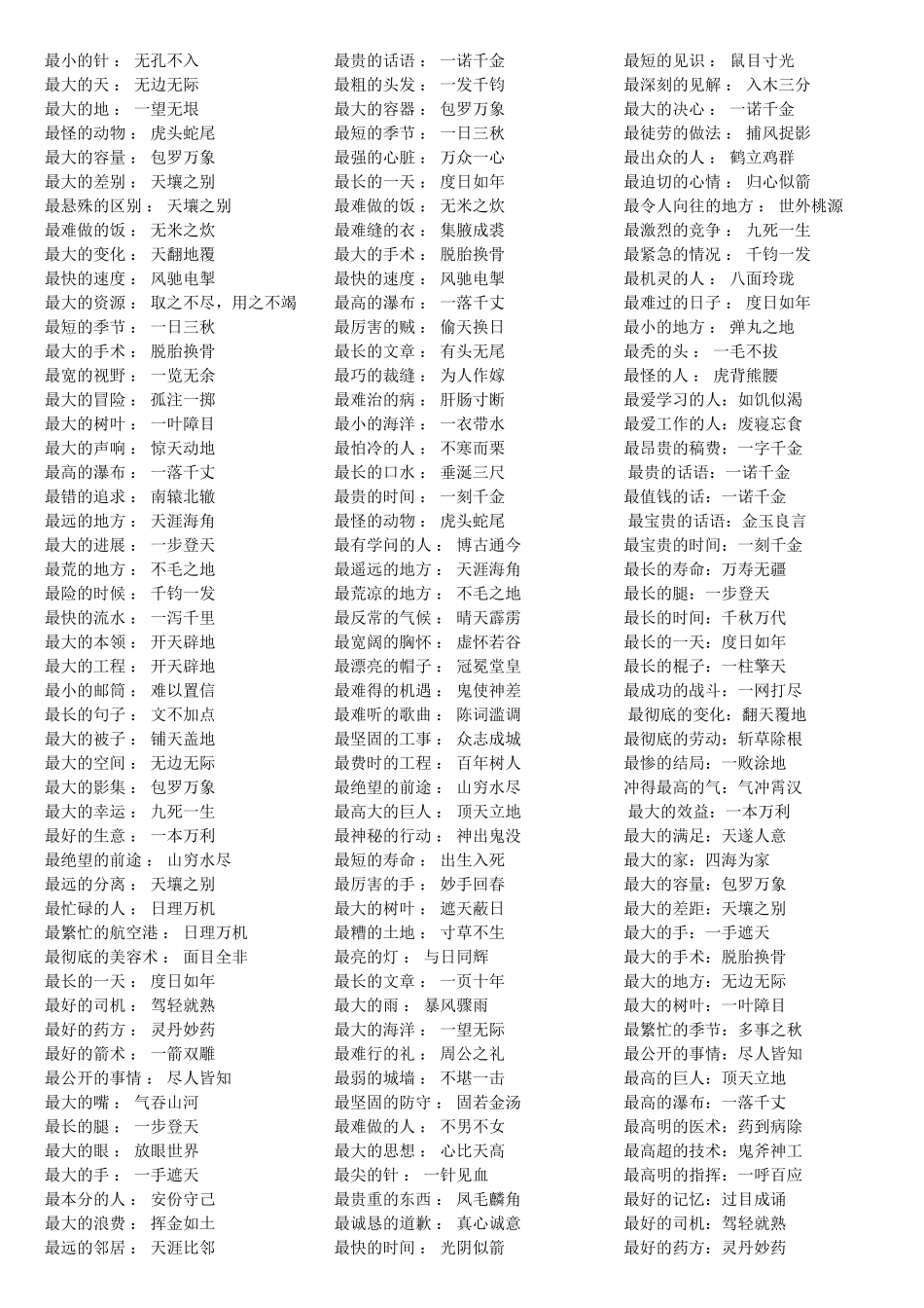 中国成语之最_第3页