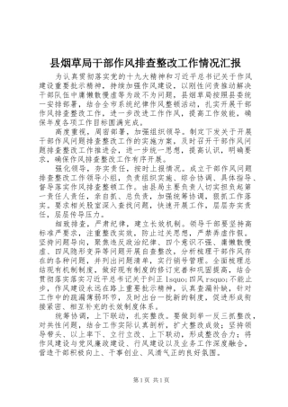 县烟草局干部作风排查整改工作情况汇报