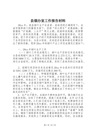 县烟办室工作报告材料