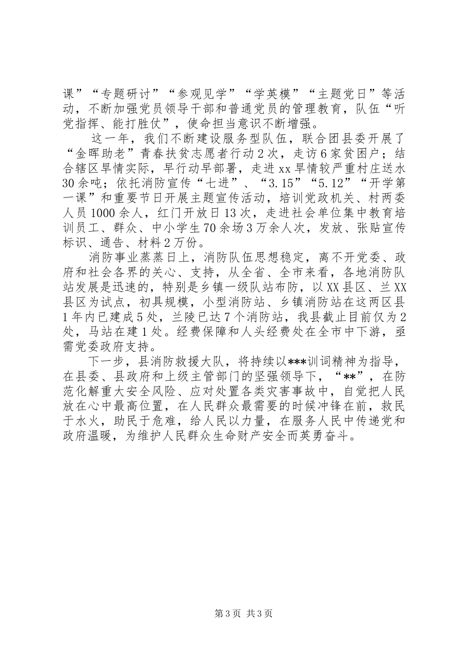 县消防大队XX年工作汇报_第3页