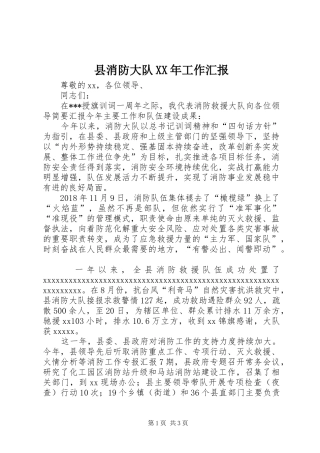 县消防大队XX年工作汇报