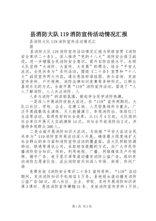 县消防大队119消防宣传活动情况汇报