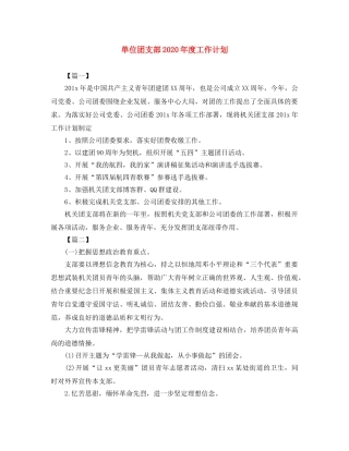 单位团支部2020年度工作计划 