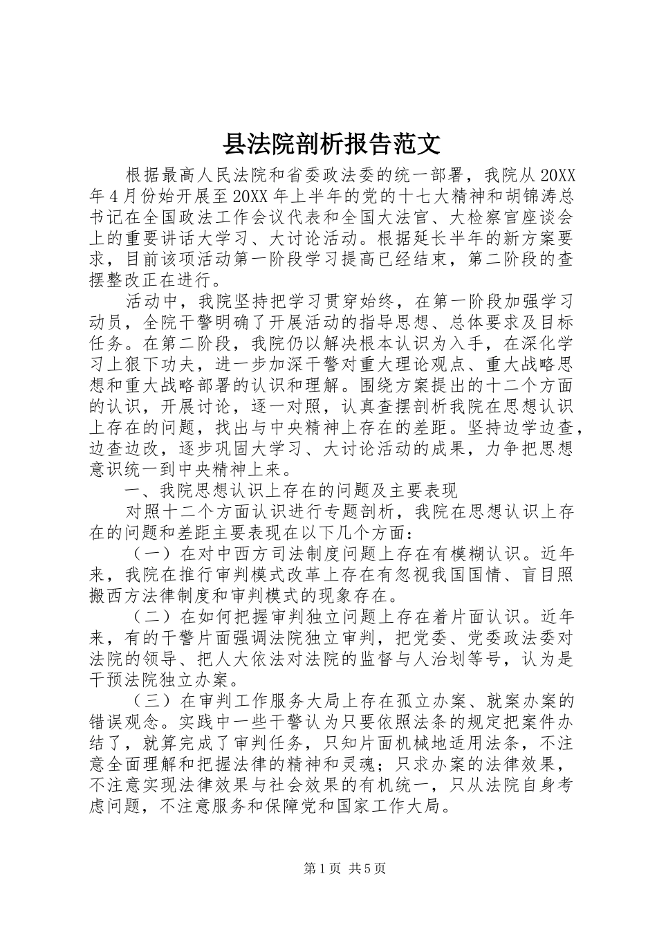县法院剖析报告范文_第1页