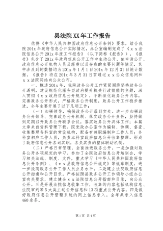 县法院XX年工作报告