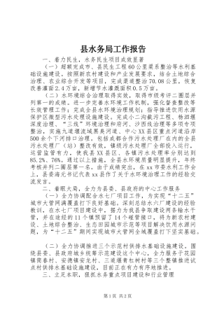 县水务局工作报告