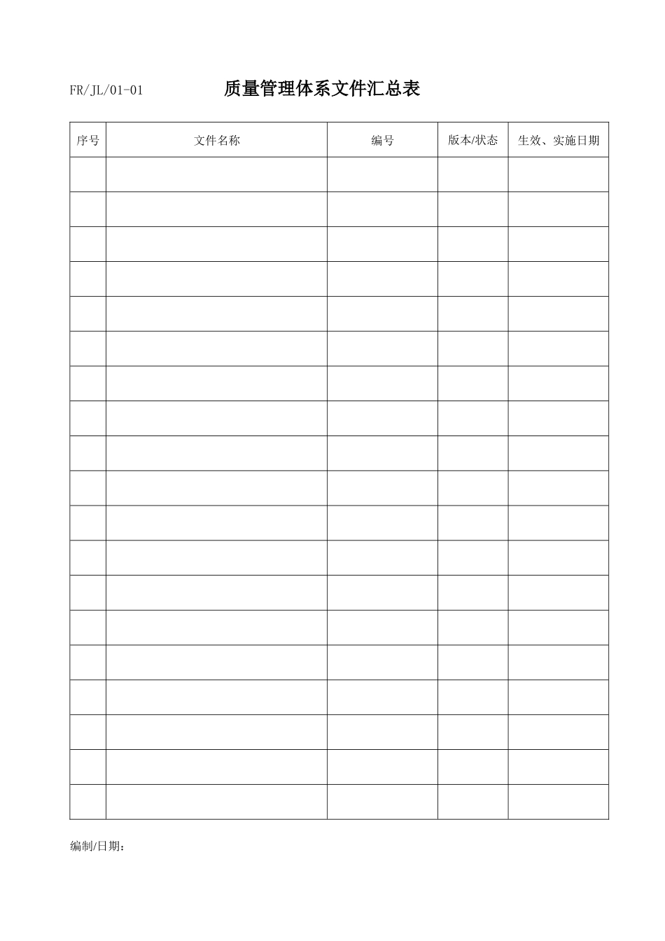 医疗器械质量体系-记录表单_第1页