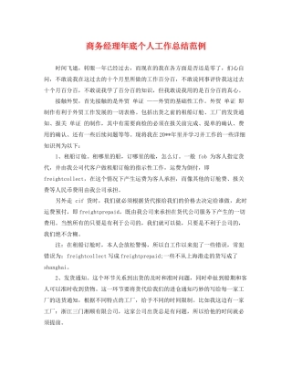 商务经理年底个人工作总结范例 