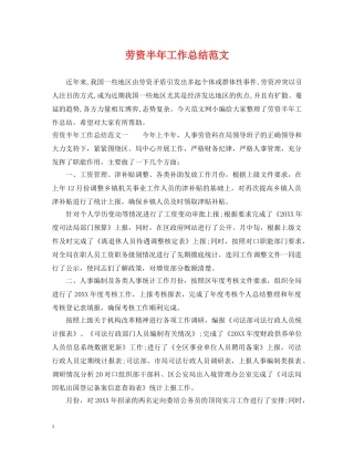 劳资半年工作总结范文 