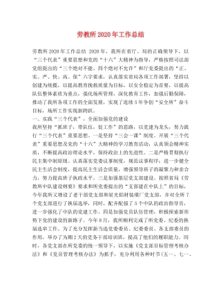 劳教所2020年工作总结 