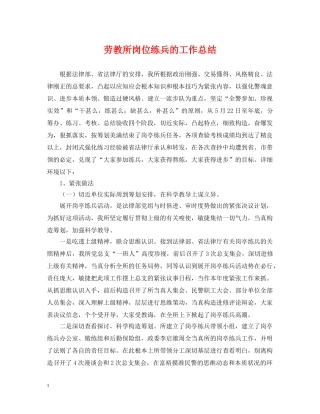 劳教所岗位练兵的工作总结 