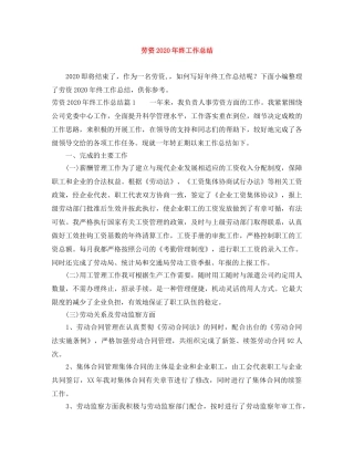 劳资2020年终工作总结 