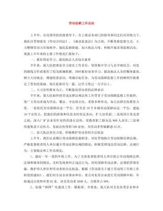 劳动监察工作总结 