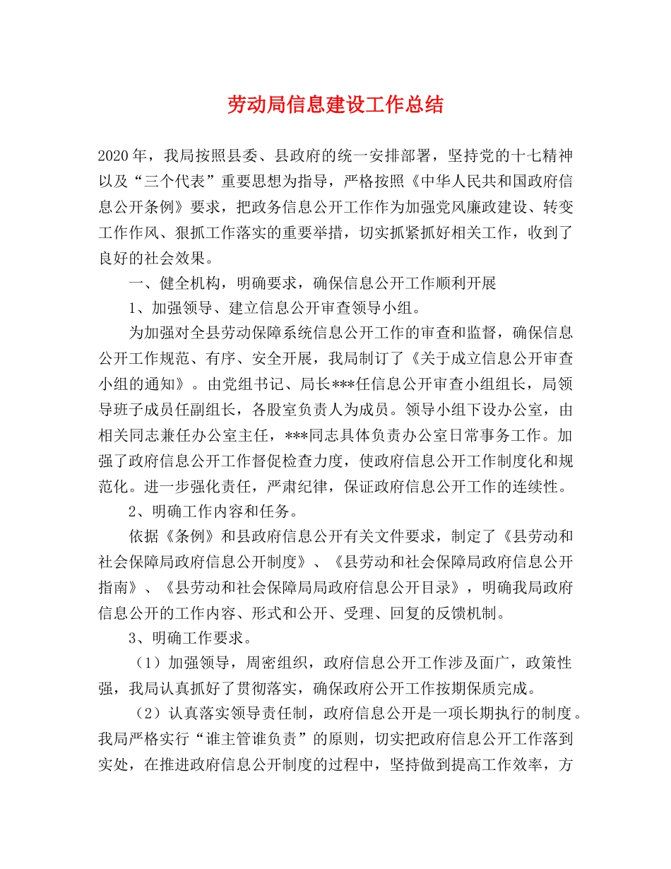 劳动局信息建设工作总结 _第1页