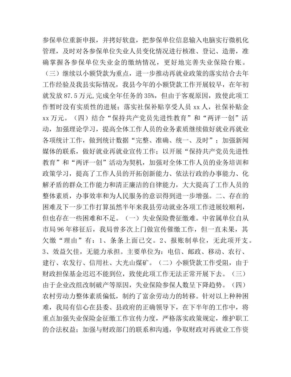 劳动就业服务管理局上半年工作总结 _第2页