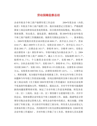 劳动保障监察总结 