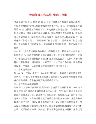 劳动保障工作总结,优选1合集 