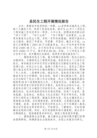 县民生工程开展情况报告