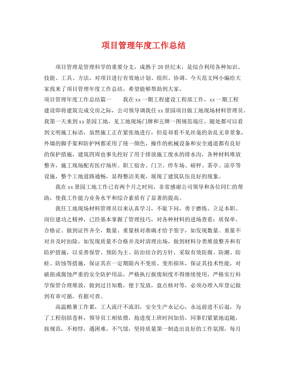 项目管理年度工作总结 _第1页