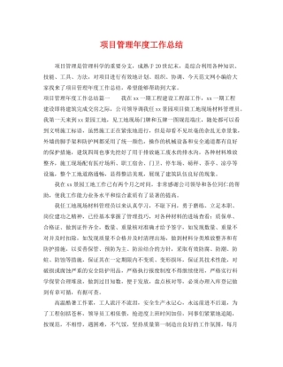 项目管理年度工作总结 