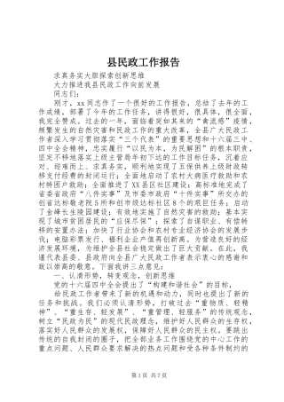 县民政工作报告