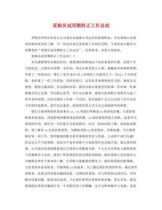 采购员试用期转正工作总结 