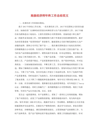 高级经济师年终工作总结范文 