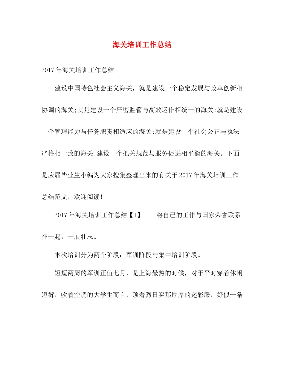 海关培训工作总结 _第1页