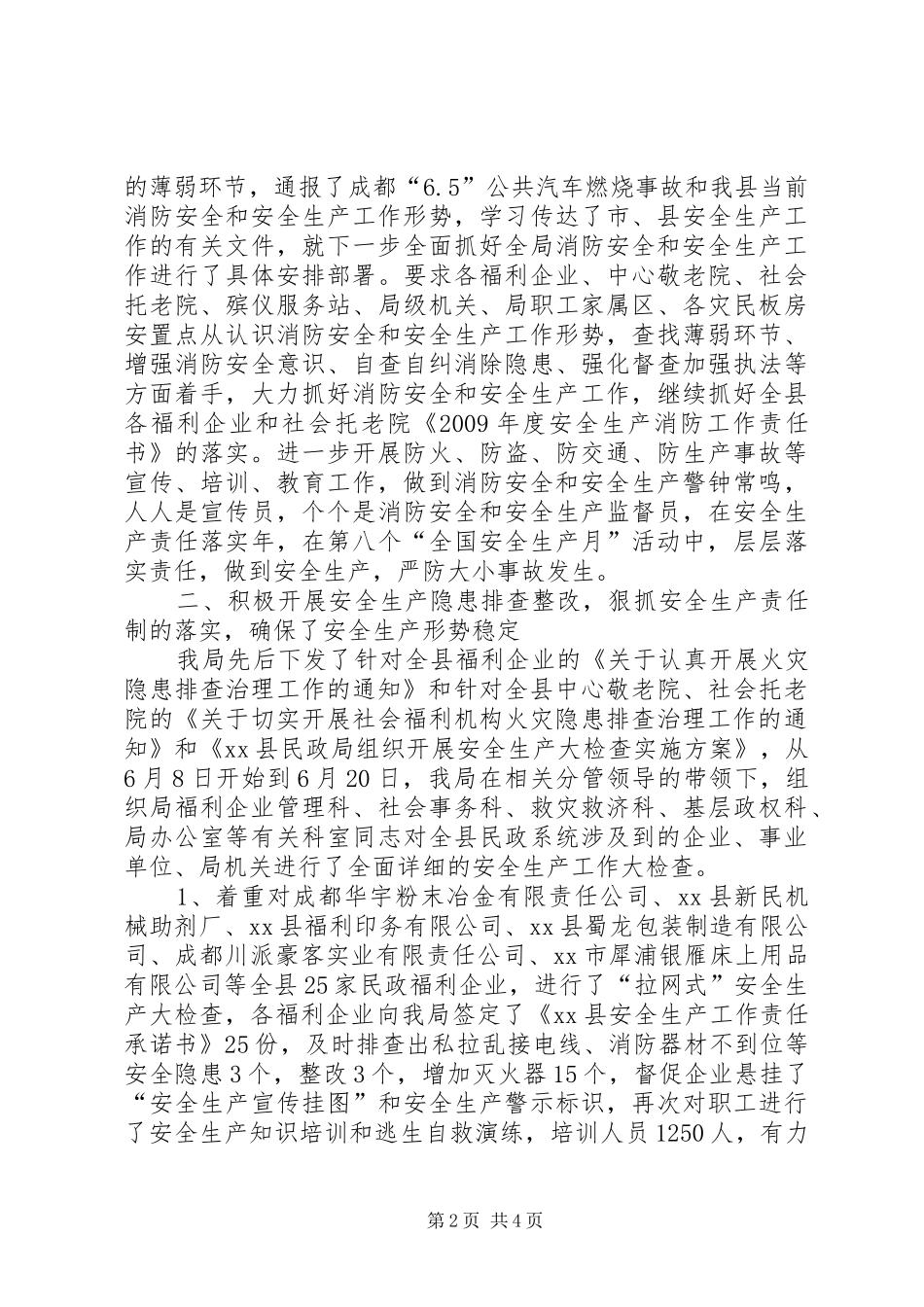 县民政局关于组织开展安全生产大检查情况的报告_第2页