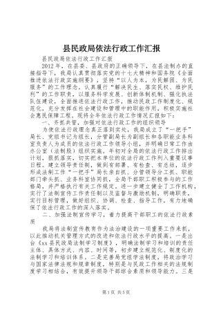 县民政局依法行政工作汇报