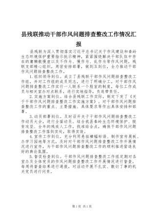 县残联推动干部作风问题排查整改工作情况汇报