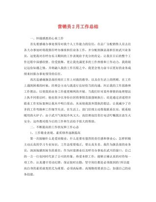 营销员2月工作总结 
