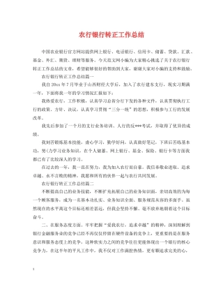 农行银行转正工作总结 